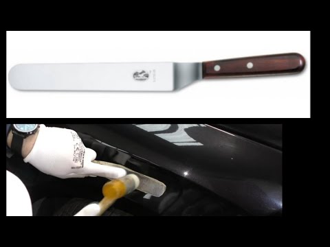 Видео: Удаление ЗАЛОМА, БЕЗ ПОКРАСКИ за ПЯТЬ МИНУТ. Кулинарная ЛОПАТКА VS PDR