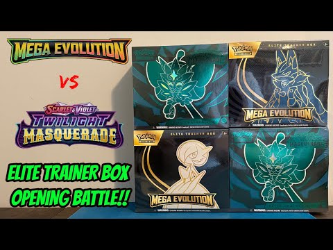 Видео: MEGA EVOLUTION против TWILIGHT MASQUERADE Элитная тренерская коробка. Начальная битва карт покемо...