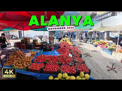 Видео: Алания Махмутлар Субботний рынок | Анталия Турция | 1 ноября 2025 г. [4K HD]