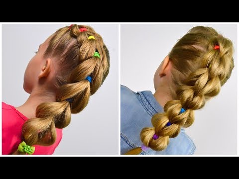Видео: Объемная Коса из Цветных Резинок | 2 ВАРИАНТА | PULL THROUGH BRAID Tutorial #LGH