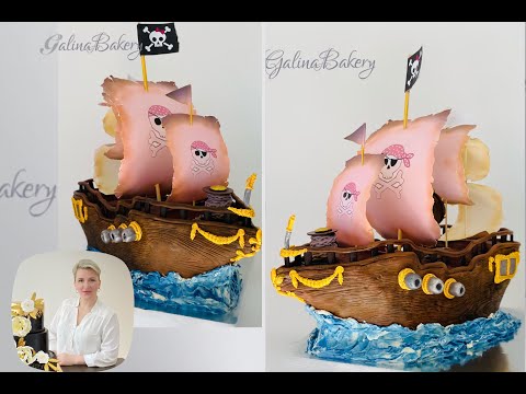 Видео: The Pirate Ship 3D Cake for a Girl / Пиратский корабль 3D Торт для Девочки