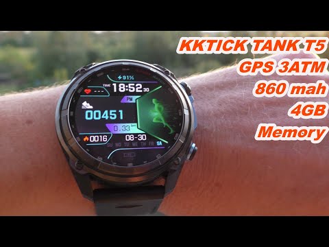 Видео: KKTick Tank T5 Спортивные смарт-часы 1,43-дюймовый AMOLED, 3ATM, Память 4 ГБ GPS в автономном режиме