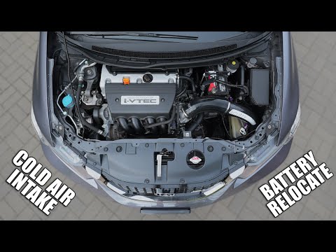 Видео: Установка впускного коллектора Acuity Carbon Fibre и перенос аккумулятора // Civic FBO 9-го покол...