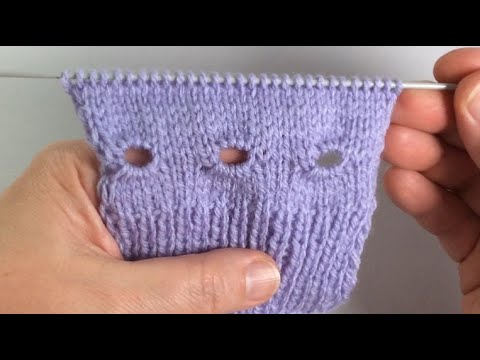 Видео: Декоративное отверстие для шнуровки вязаных изделий / Вязание спицами.