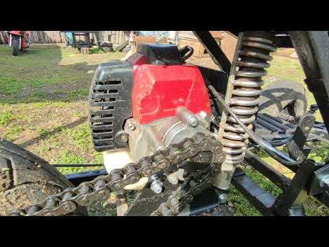 Видео: Самодельный детский трайк из квадроцикла с двигателем от триммера