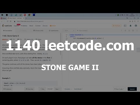 Видео: Разбор задачи 1140 leetcode.com Stone Game II