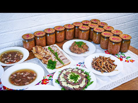 Видео: ЭКОНОМ МЕНЮ! Такие ЗАГОТОВКИ должны быть у каждой хозяйки! 5 блюд из одной свиной головы!