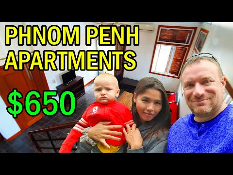Видео: Мы осмотрим четыре двухкомнатные квартиры в Пномпене — 650 долларов — стоимость жизни в Камбодже