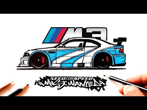 Видео: Как нарисовать BMW M3 GTR из Most Wanted | Need for speed