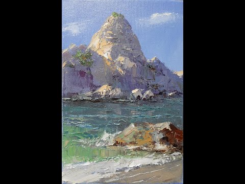 Видео: "Рисуем скалы у моря-Drawing cliffs by the sea"Мастер-классы по живописи художника Вугара Мамедова