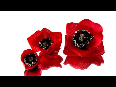 Видео: Урок/tutorail/MK/DYI 🌹Как сделать Мак из Шёлка , легко, просто и быстро 🌹