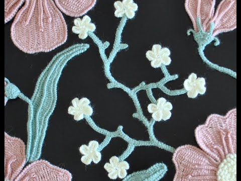 Видео: Веточка с цветочками для жилета  1 часть  Вяжем вместе ирландское кружево легко и просто.