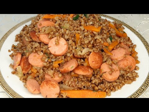 Видео: " Гречка с Сосисками " 😋 очень Вкусный ! Пошаговый рецепт,  Вам очень понравится !!