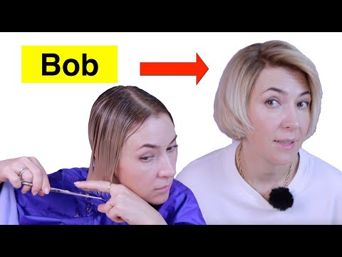 Видео: Ура! Я себе стригу Боб Каре | Стрижка Боб Каре Пошагово в домашних условиях | Женские стрижки