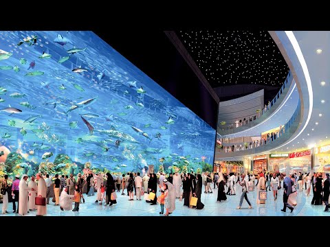 Видео: Дубайский аквариум и подводный зоопарк в торговом центре Dubai Mall | Пешеходная экскурсия в формате