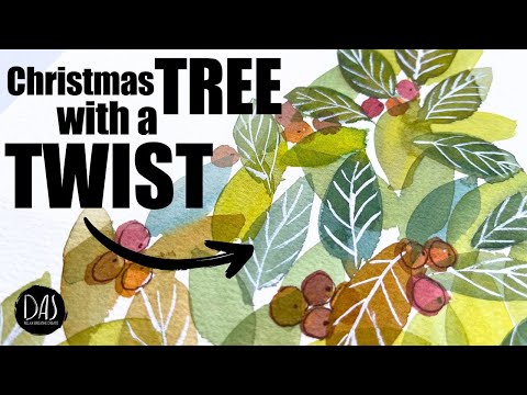 Видео: Простая акварельная рождественская елка с изюминкой — беспроигрышные праздничные открытки БЫСТРО!