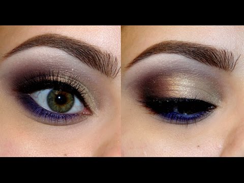 Видео: Фиолетово-золотой макияж на вечер