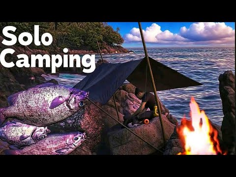 Видео: одиночный кемпинг, ночевка на скале и рыбалка на люциана утром