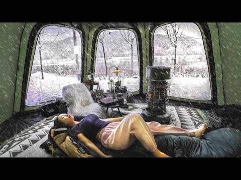 Видео: [SUB] Снежный лагерь на озере. Бунгеоппанг. Одиночный кемпинг vlog. Снег ASMR.