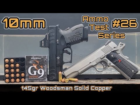 Видео: Серия испытаний 10-мм патронов: #26 G9 Defense 145gr Woodsman Solid Copper | Стволы 5" и 3,8" |