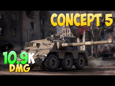 Видео: Concept 5 - 5 Kills 10.9K DMG - Везение! - Мир Танков