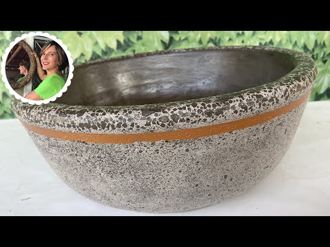 Видео: Сделай сам - горшок для растений из цемента и пенополистирола - имитация гранилита