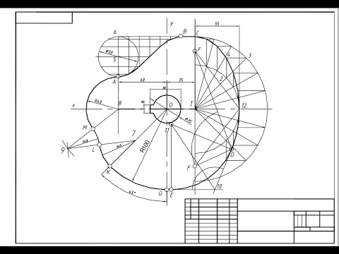 Видео: Видеоуроки Компас. 20 Чертеж кулачка. Построение лекальных кривых