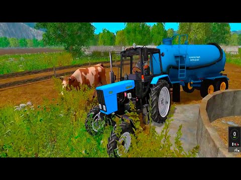 Видео: Farming Simulator 2017. Нестеровка. Трактор Беларус МТЗ-82.1. Бочка МЖТ-16.