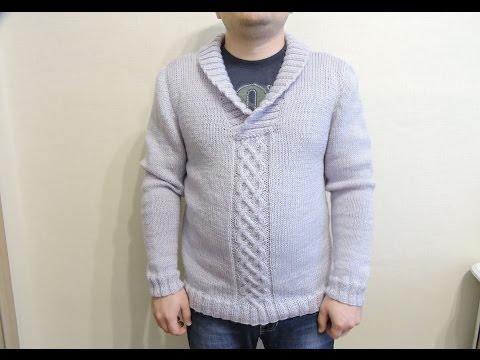 Видео: Мужской свитер с большим воротником спицами // Часть 1// Для начинающих