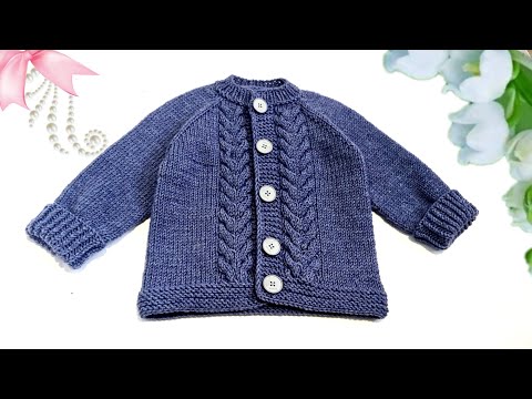 Видео: кофточка  спицами ДЖИНС. реглан сверху. полный МК