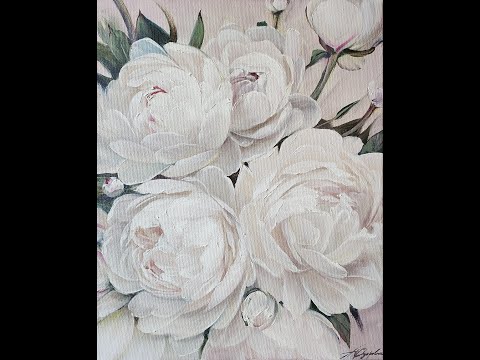 Видео: Как нарисовать картину с пионами