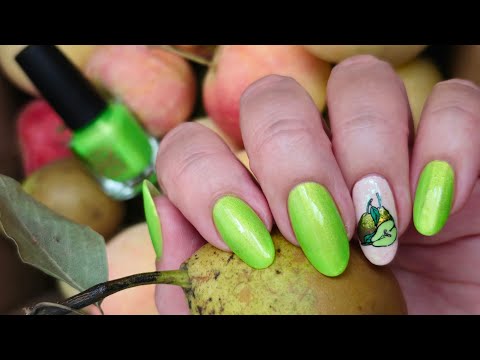 Видео: Фруктовый маникюр 🍐 Scriptor Блуждающий огонек ⚡️Маникюр обычным лаком 
