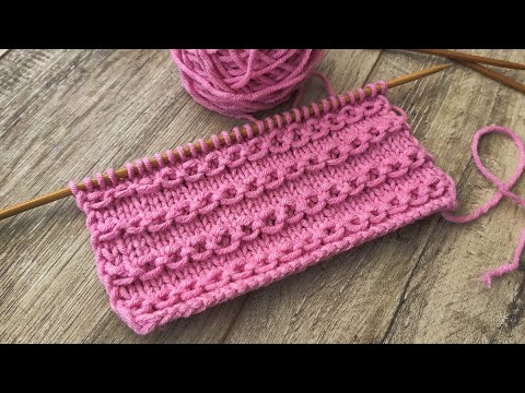 Видео: Горизонтальная цепь узор спицами 💫 «Chain» knitting pattern