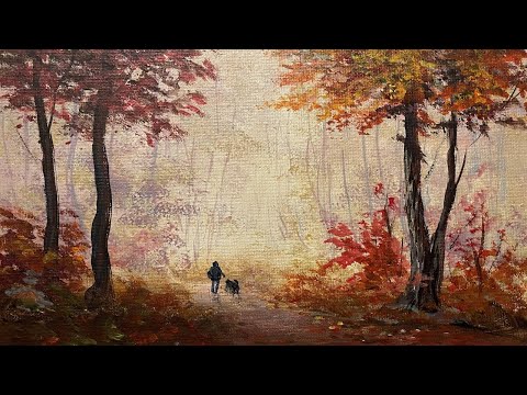 Видео: Как создать деревья на дальнем  плане губкой. Акрил. How paint background using only Sponge