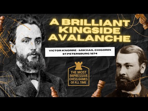 Видео: Блестящая лавина Чигорина на королевском фланге | Самые впечатляющие шахматные партии всех времён