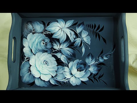 Видео: Как нарисовать цветы в технике гризайль. Жостовская роспись от Художника Ларисы Гончаровой