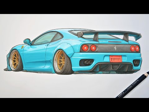 Видео: Как нарисовать Ferrari 360 🔥| Рисование Ferrari !