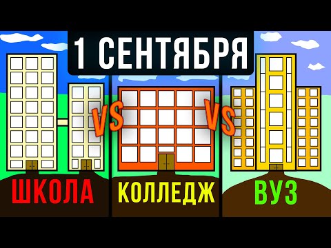 Видео: Как проходит 1 сентября в ШКОЛЕ, КОЛЛЕДЖЕ И УНИВЕРСИТЕТЕ. Где лучше? Мои истории