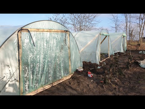 Видео: Двери шторки для балаганов. Что же внутри теплицы после натяжки пленки.