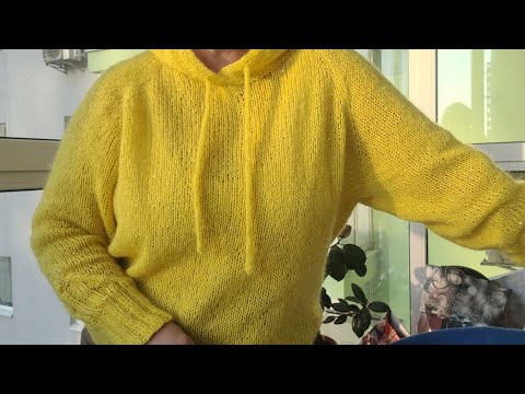 Видео: МК вязаный худи большого размера,реглан сверху из мохера.Часть 1mk knitted hoodie
