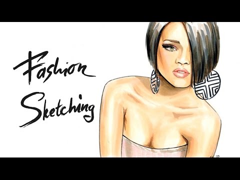 Видео: Fashion sketching: передаем фактуру волос и кожи с помощью маркеров.