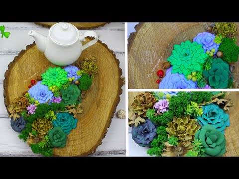 Видео: DIY Как сделать суккуленты (5 вариантов) + композиция с суккулентами на спиле дерева / Eva-Konfetti
