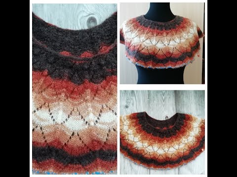 Видео: Кофточка с круглой кокеткой из пряжи Ализе ангора реал 40 батик. Начало вязания, расчеты.