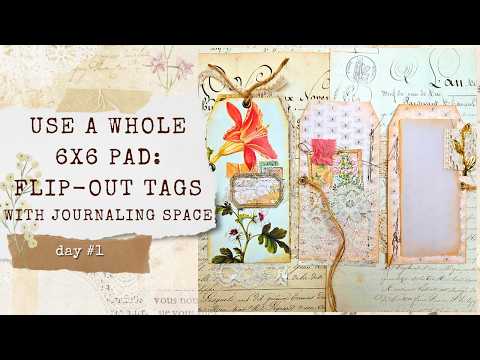 Видео: ИСПОЛЬЗУЙТЕ ВЕСЬ БЛОКНОТ 6X6 ЗА 5 ДНЕЙ №1: Легко выдвигающиеся бирки с карманами и местом для зап...