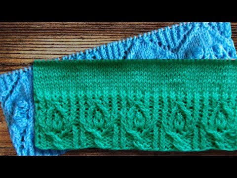 Видео: Резинка спицами с листьями. Узор 215 из 260