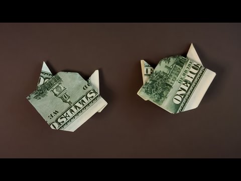Видео: Простой оригами котик из денежной купюры • Денежное оригами • Easy Money Cat Dollar Origami