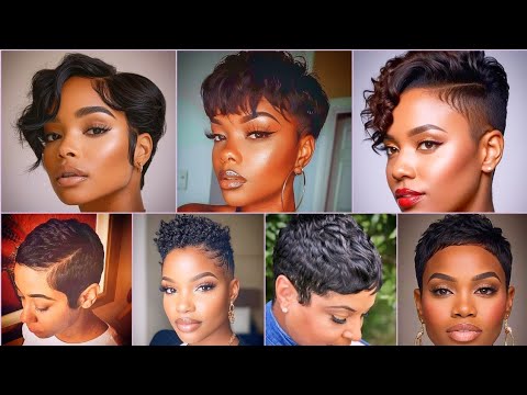 Видео: 150+ самых популярных коротких стрижек для темнокожих женщин | Короткие стрижки пикси | Стрижки д...