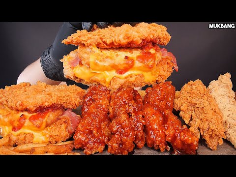 Видео: бургер и жареный цыпленок KFC Burgers 🍔 Fried Chicken 🍗 Cheese Stick EATING ASMR MUKBANG