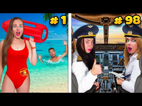 Видео: ПОПРОБОВАЛИ 100 ЭКСТРЕМАЛЬНЫХ ПРОФЕССИЙ за 24 часа челлендж