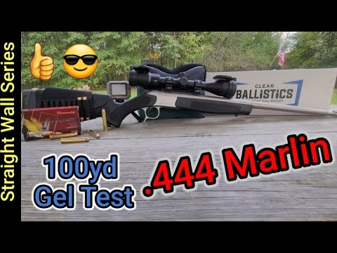 Видео: Серия охотничьих патронов Straight Wall: 444 Marlin 100yd GEL TEST Hornady Superformance 265gr